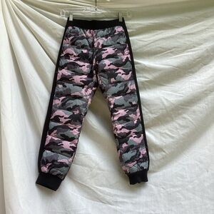 QLZ Kids' quilted Pink Camo snow/ski pants, size 8